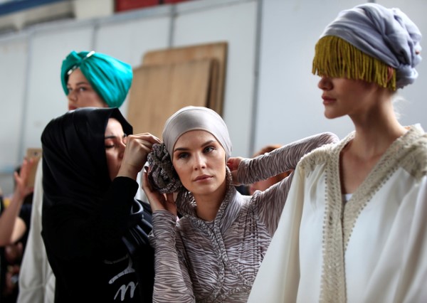 Backstage at International Modest Haute Couture, Istanbul